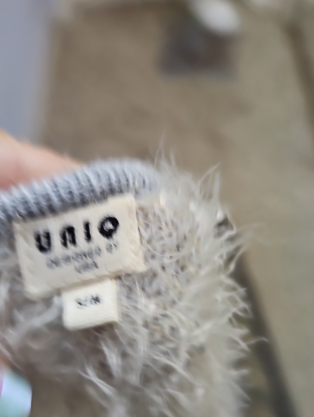 Uniq Fluffy Soft Knit In Light Gray Cat Animal Print View 3